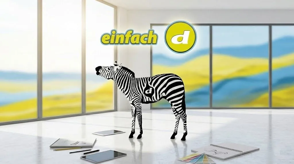 einfach d Logo mit Zebra in einem hellen Büroraum